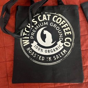 Halloween coffee cat Salem spooky tote bag